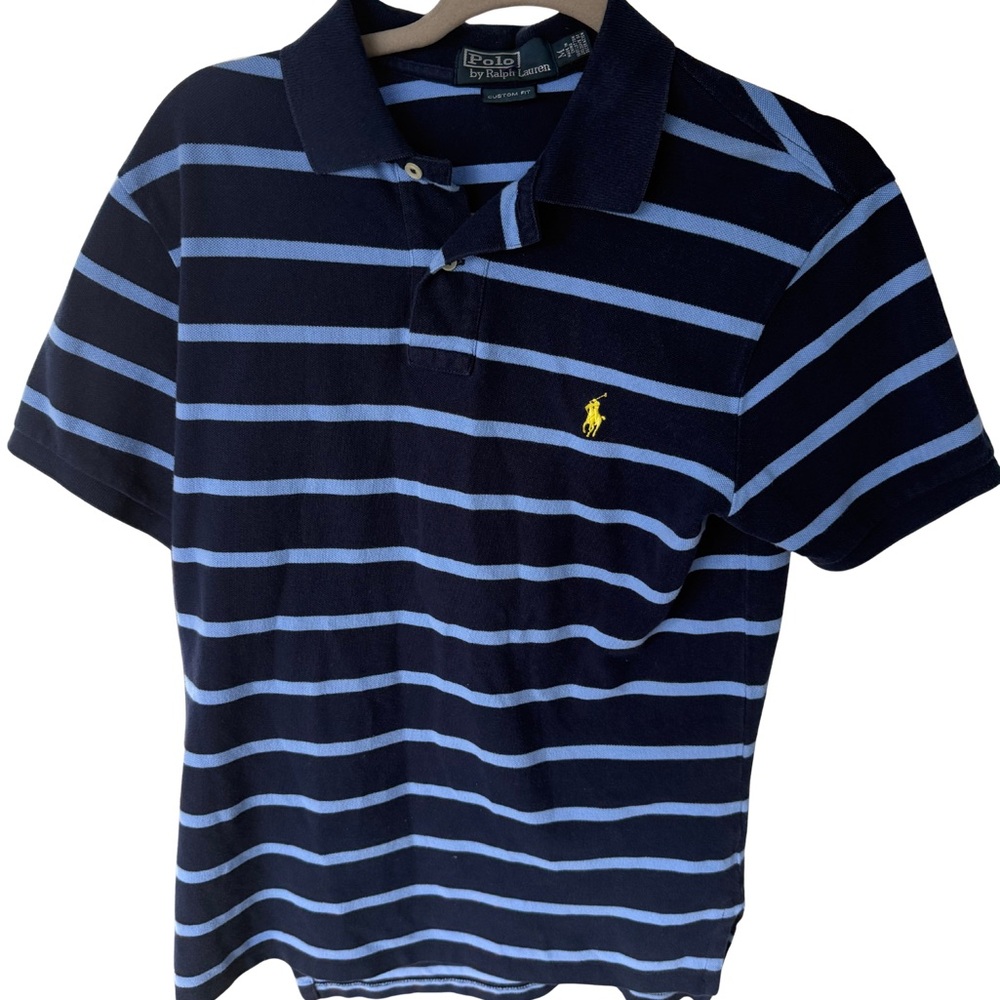 Ralph Lauren Custom Fit Polo in Navy and Light Blue